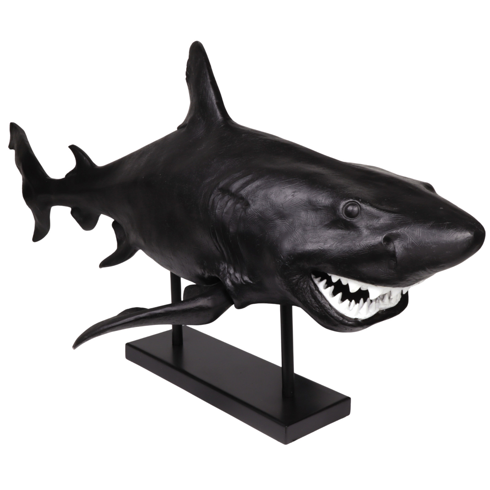Resin Shark Sculpture Figurine On Stand For Coastal Beach Ocean Home Decor