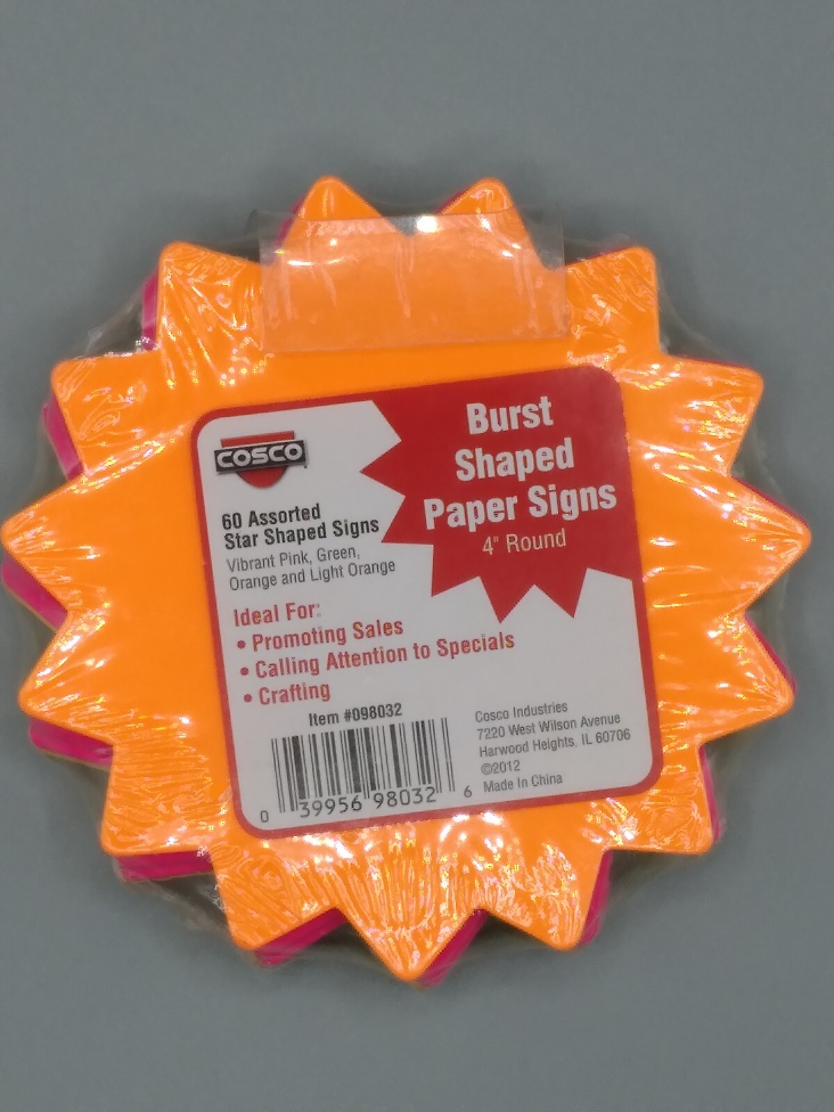 (60 Pack) Blank 4” Solid Color Burst Price & Sale Retail Signs Assorted Colors