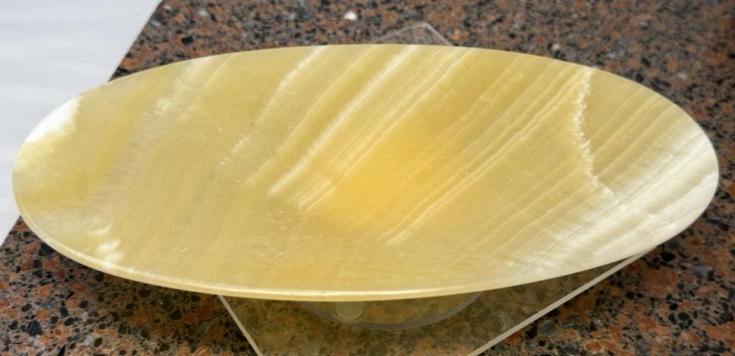 Egyptian Alabaster Stone Hand Carved Multi-Purpose Serving Dish 9 5/8 x 4.3/4&Prime;