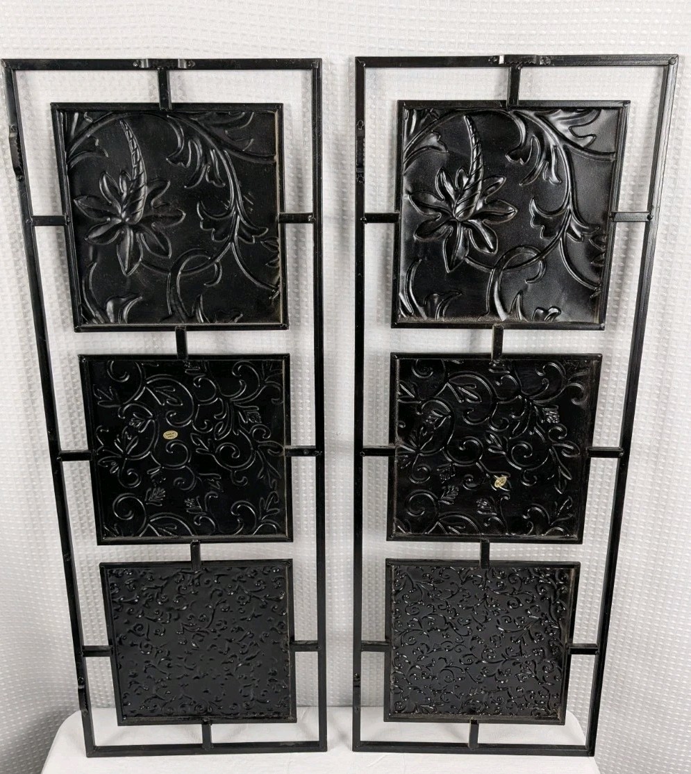 Two Piece Metal Abstract Wall Decor 12&Prime; x32&Prime; Flowers Vertical or Horizontal Hung