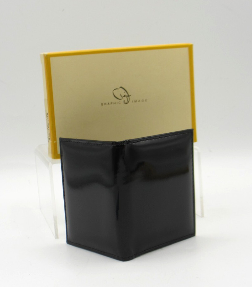 Bifold Frame MINI holds Two 1&Prime;x2&Prime; Photos Patent Leather Graphic Image Black
