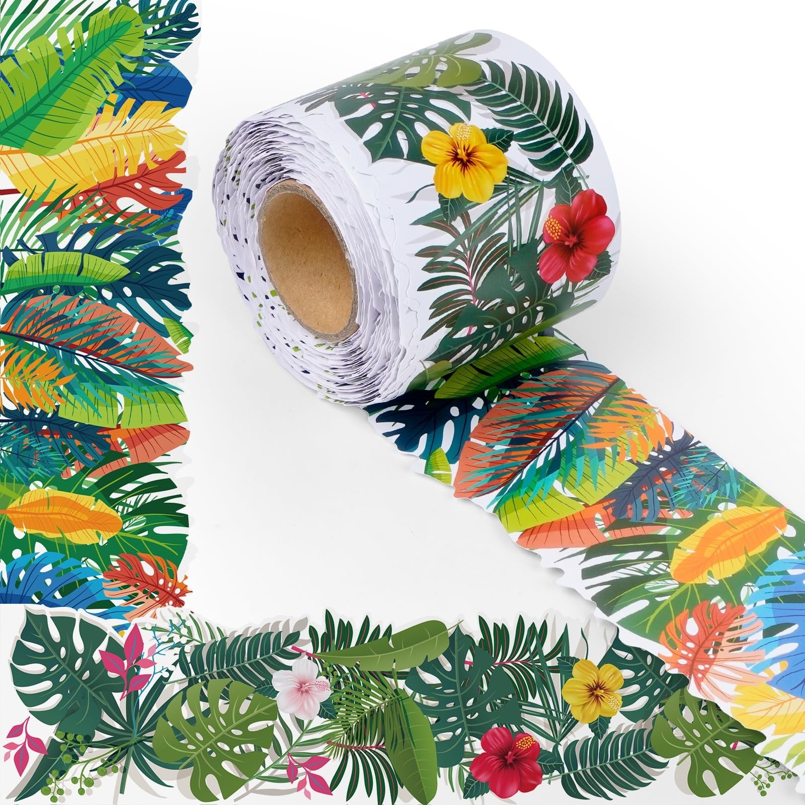 72ft Tropical Bulletin Board Border Green Plant Die-Cut Rolled Two-Sided Prin…