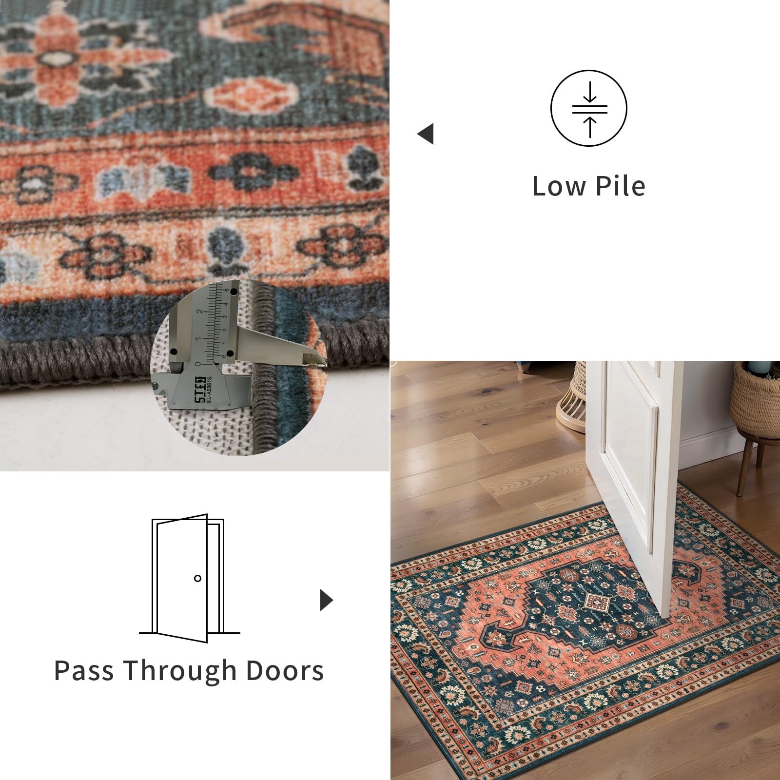 Tangsoo 6×9 Area Rug for Living Room,Machine Washable Large Rugs Non-Slip Boh…