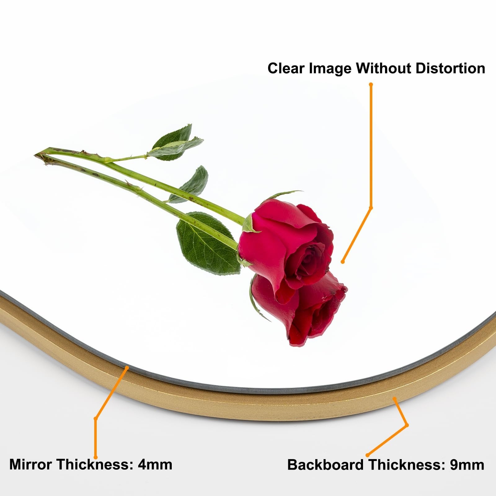 Asymmetrical Decorative Wall Mirror – Gold Wood Framed, 19.5&Prime; x 33.5&Prime;, Bathroom,