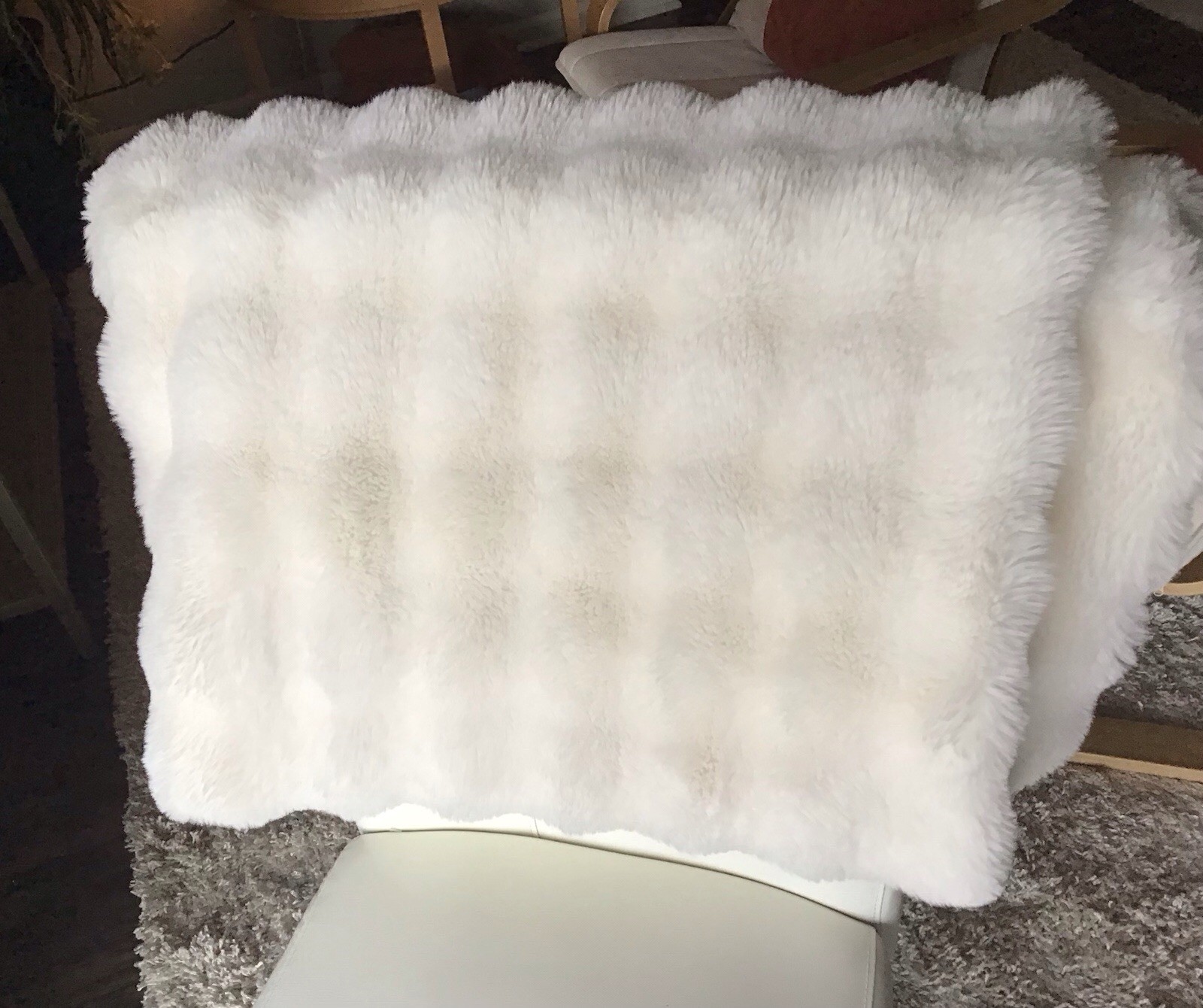 Dwell Studio Faux Fur Throw Blanket Off White 50 X 50 100% Polyester