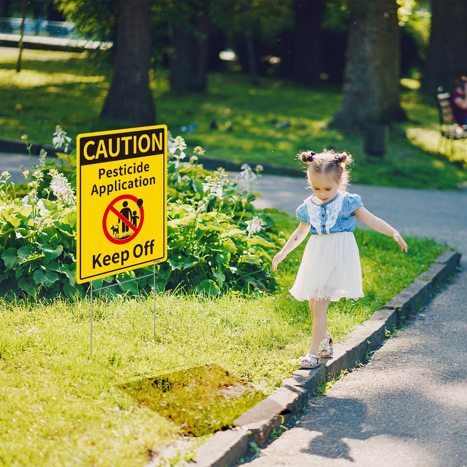Caution Pesticide Application Keep Off Sign for Yard with Stake Kit, 2Pack12….
