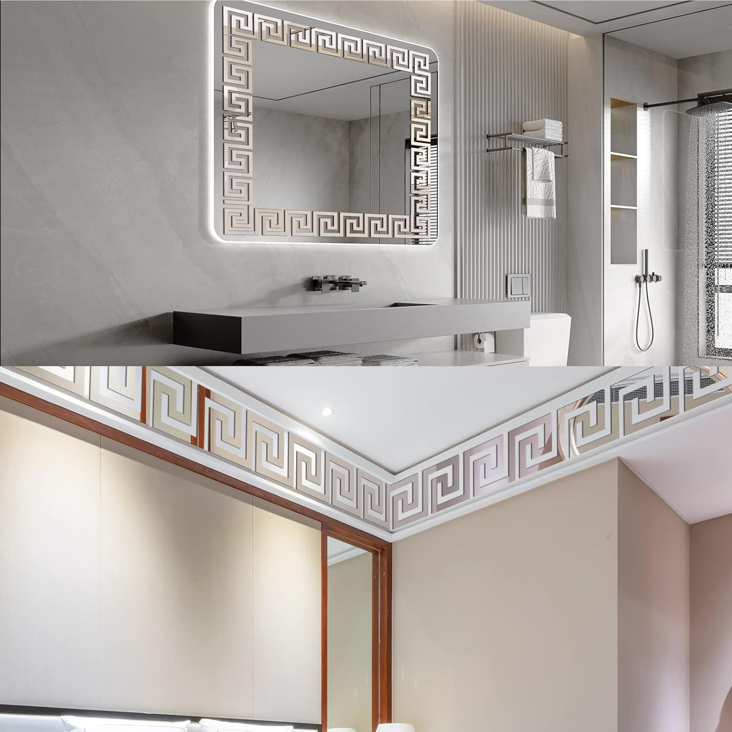 15Pcs Mirror Border Stickers Wall Decor Stickers Removable Peel and Stick Backsp