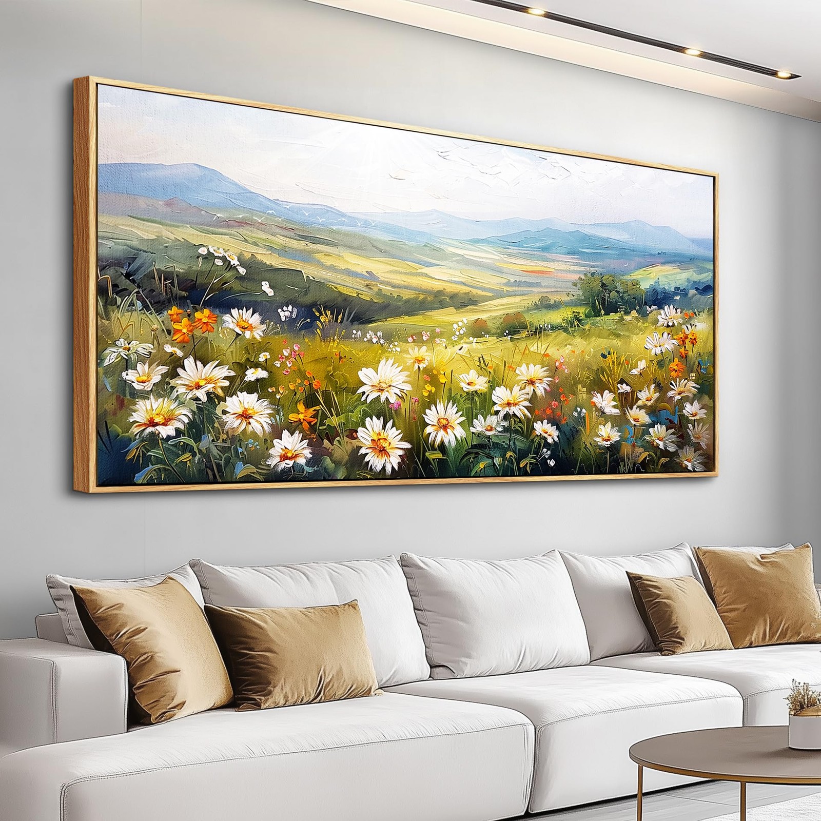 Large Wood Framed Wall Decor For Living Room Canvas Wall Art For Office Moder…