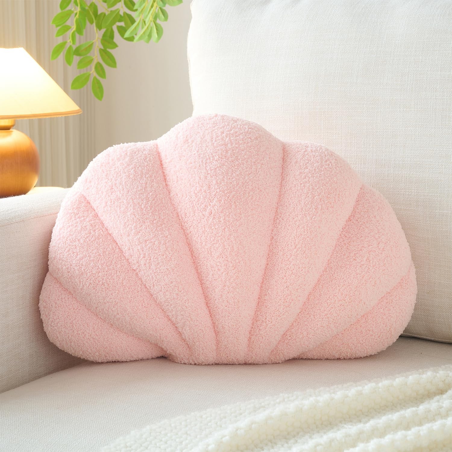 Mepherl Pink Seashell Throw Pillows,13 Inch Shell Shaped Small-13Inch,