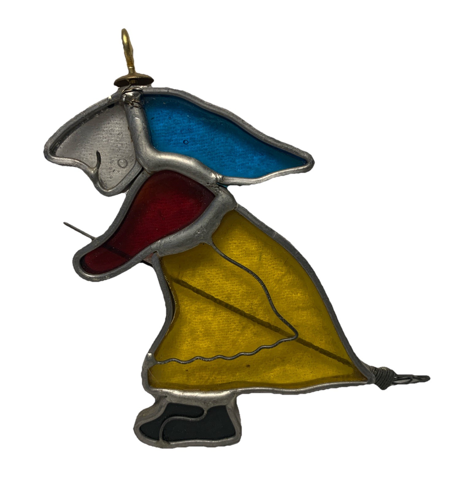Vintage Stained Glass Witch With Broom Wire Hanger Sun Catcher