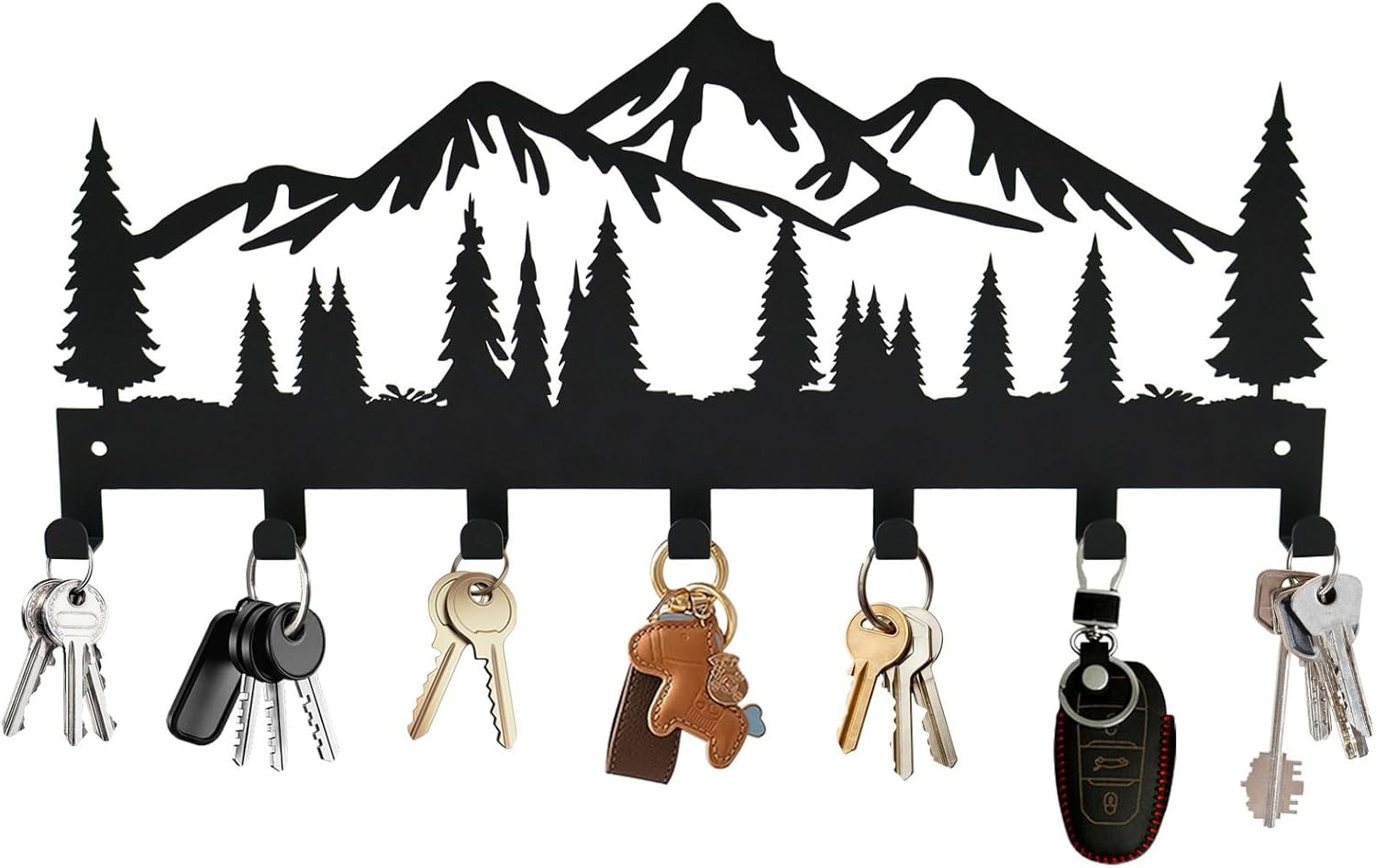 Key Holder for Wall, Metal Wall Hooks Organizer Rack with 7 Hooks for Keys, Coat