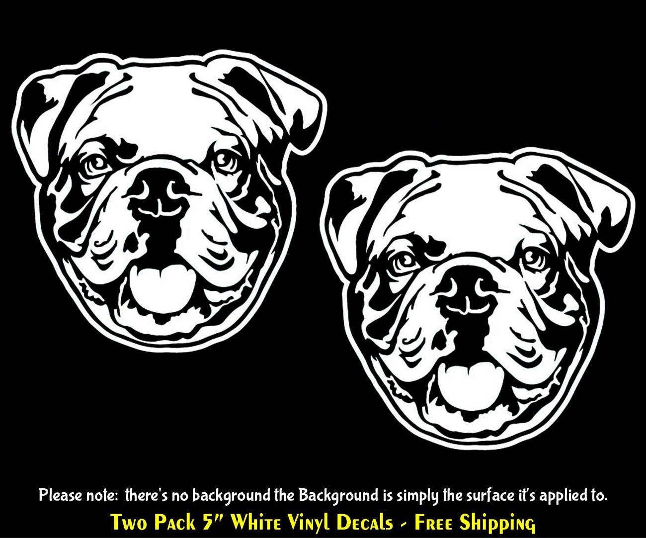 English Bulldog Peeking Two 5&Prime; White Vinyl Decal Car Windows Laptop Tablet