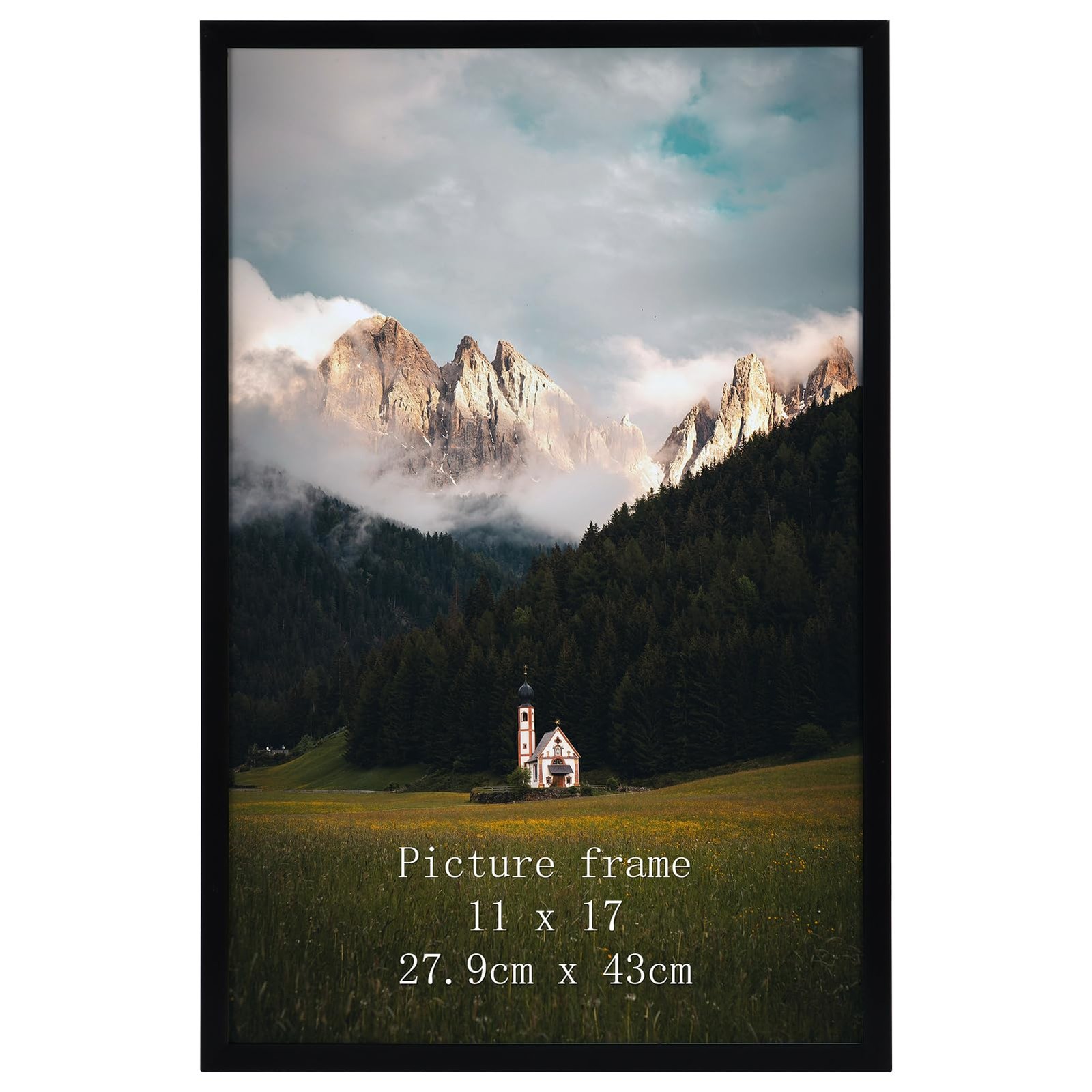 11×17 Picture Frame Black, 11 by 17 Thin Poster Photo Frame for Wall Display