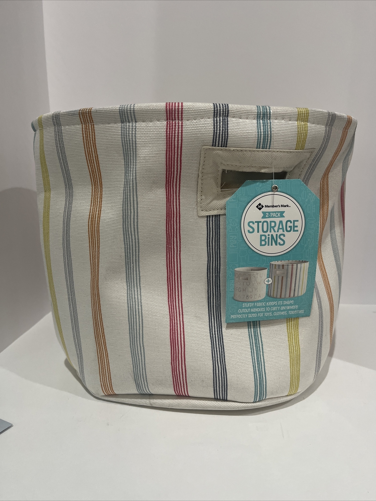 MEMBER&rsquo;S MARK Pom Pom Storage Bin In Multi Striped