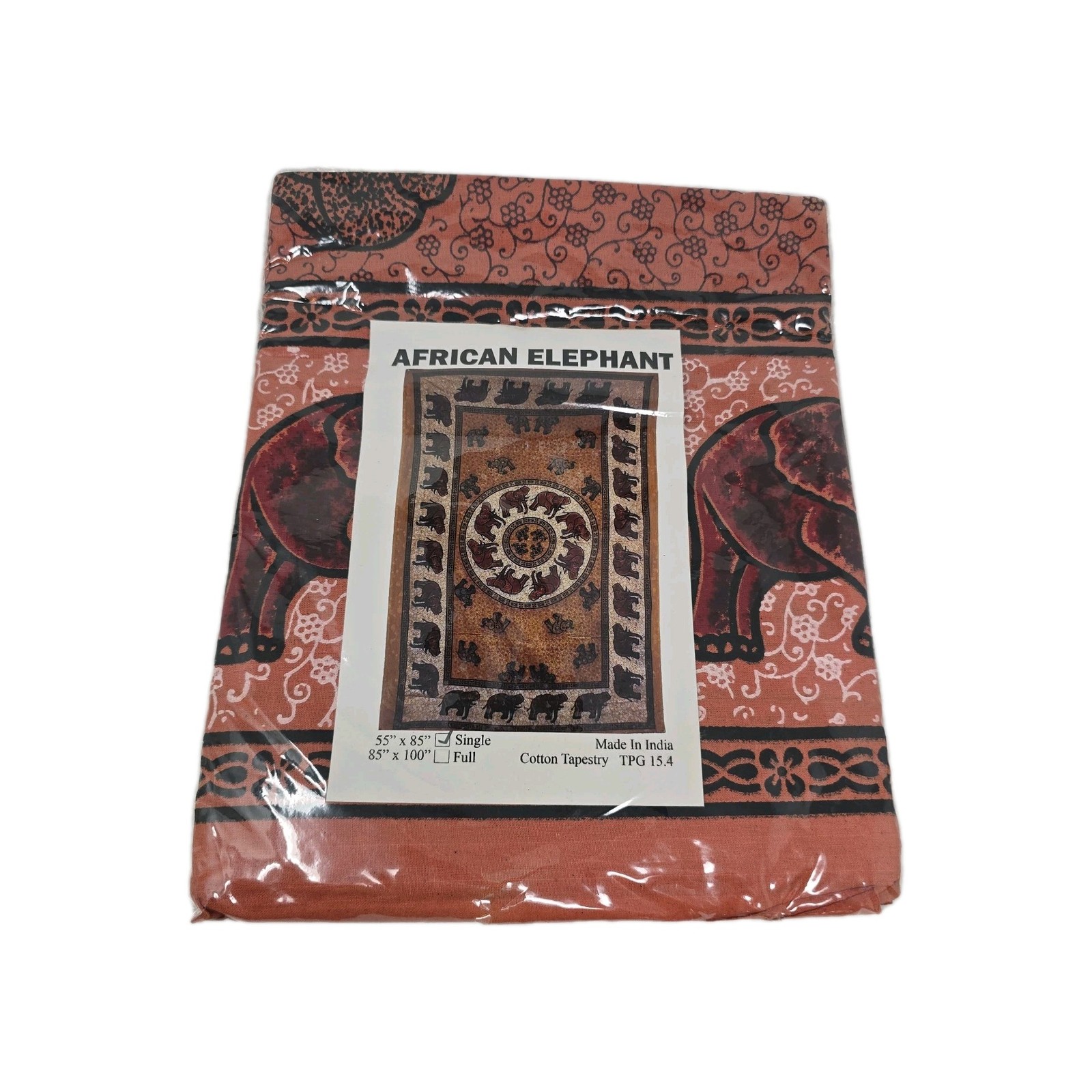 Cotton Tapestry African Elephant Brown 55&Prime;x 85&Prime; Single Wall Decor Hanging