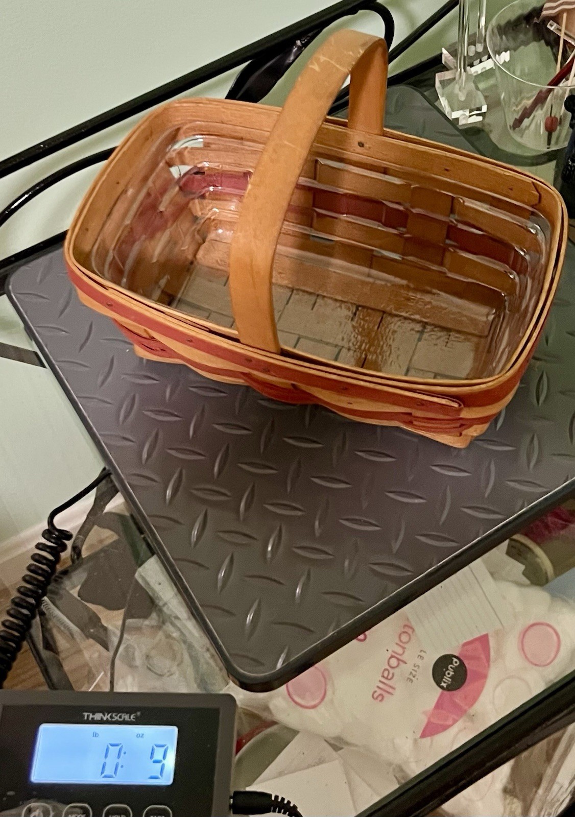 Longaberger 1990 Christmas Gingerbread Basket Signed Plastic Liner, 10×6.5”