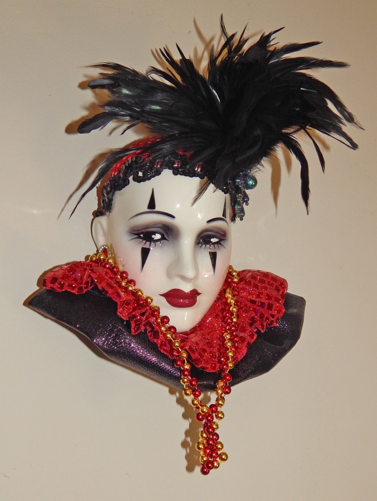 Unique Creations Big 3D Pierrot Jester Clown Lady Face Mask Wall Hanging Decor
