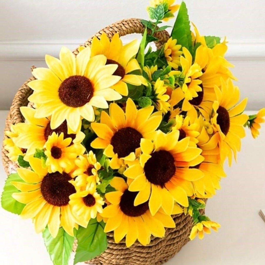 26-Head Artificial Silk Sunflower Bouquet Flowers Home Decoration Wedding Decor