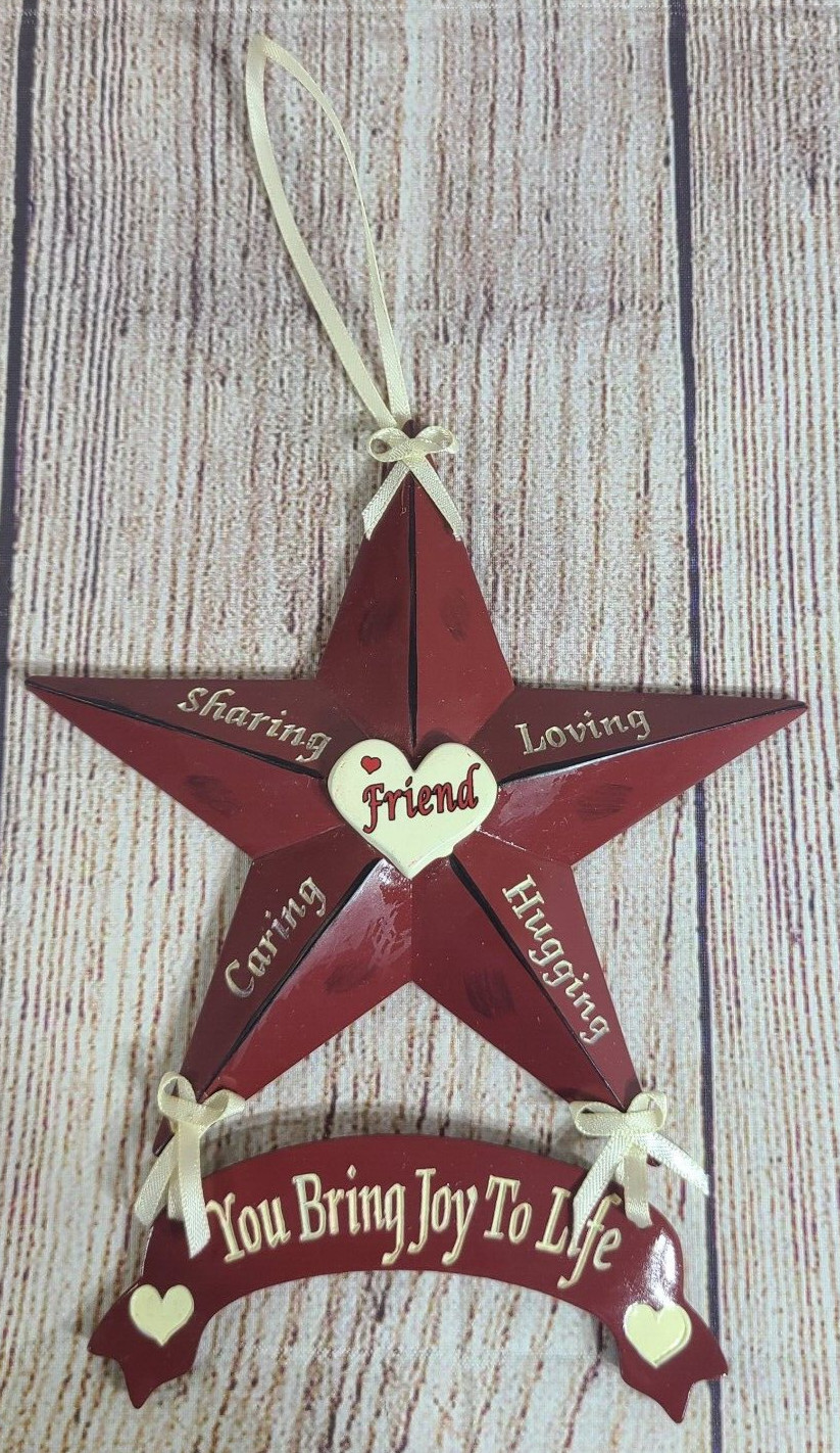 Unbranded Star Wall-Hanging Decor Friend You Bring Joy To Life Red White 6.5&Prime;