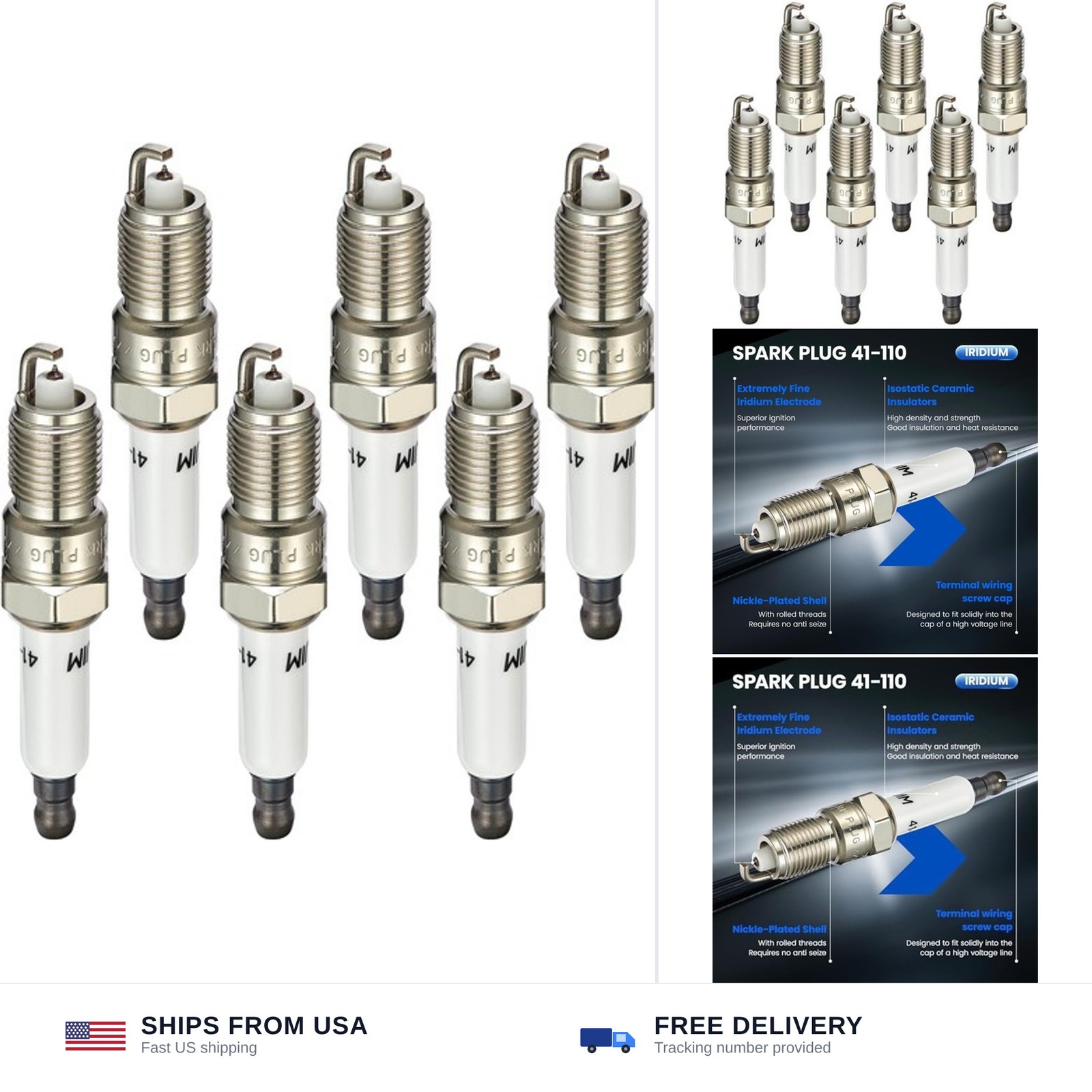Set of 8 Iridium Spark Plugs 41-110 Compatible with Allure Chevy Silverado Su…