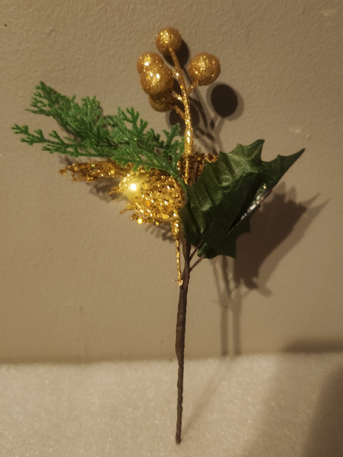 Glittered Gold Decorative Artificial Bird