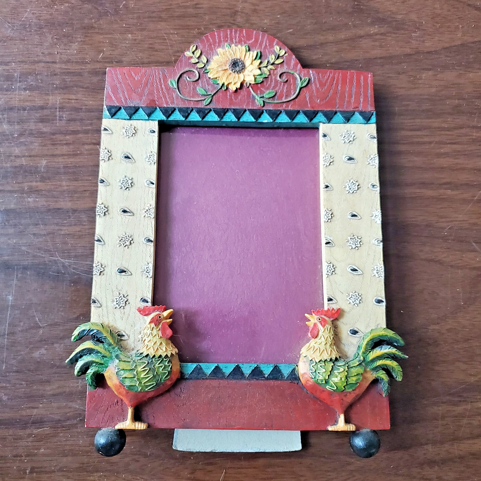 Resin Rooster Frame 5.5×7.5&Prime; inside 4×5.5&Prime; Farm Cottage Decor