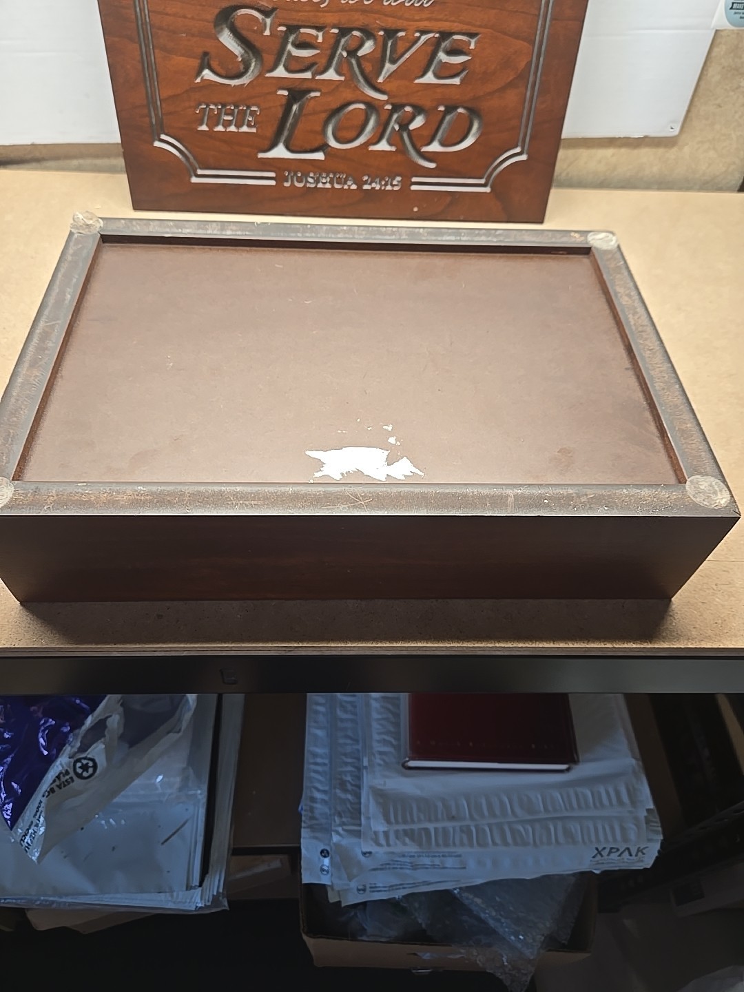 Cherry Wood Wall Plaque & Box Joshua 24:15 WE WILL SERVE THE LORD