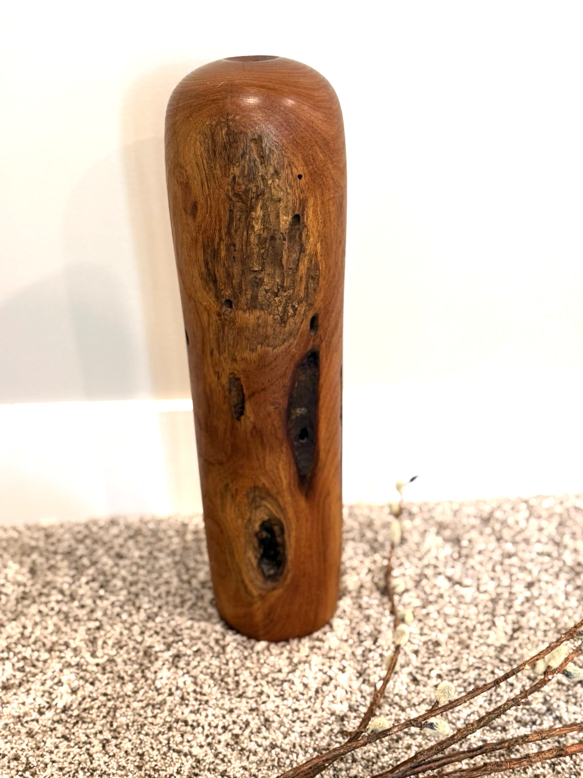 Natural Rustic Live Edge Artisan Crafted Solid Wooden Vase or Candle Holder