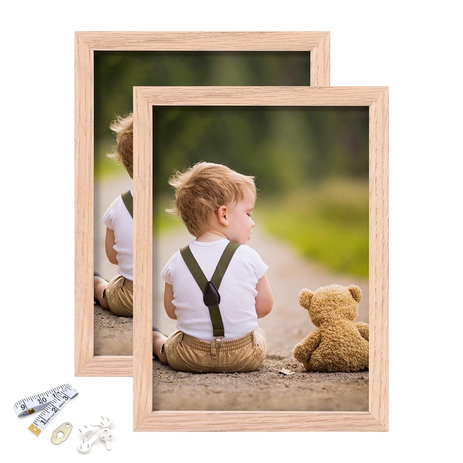 5×7 Picture Frame, OAK Wood Photo Frame with Perspex Glass for Vertical or Ho…