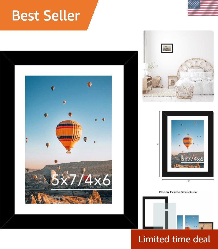 Stylish 5×7 Wall & Tabletop Photo Frame in Black with Versatile Display Options