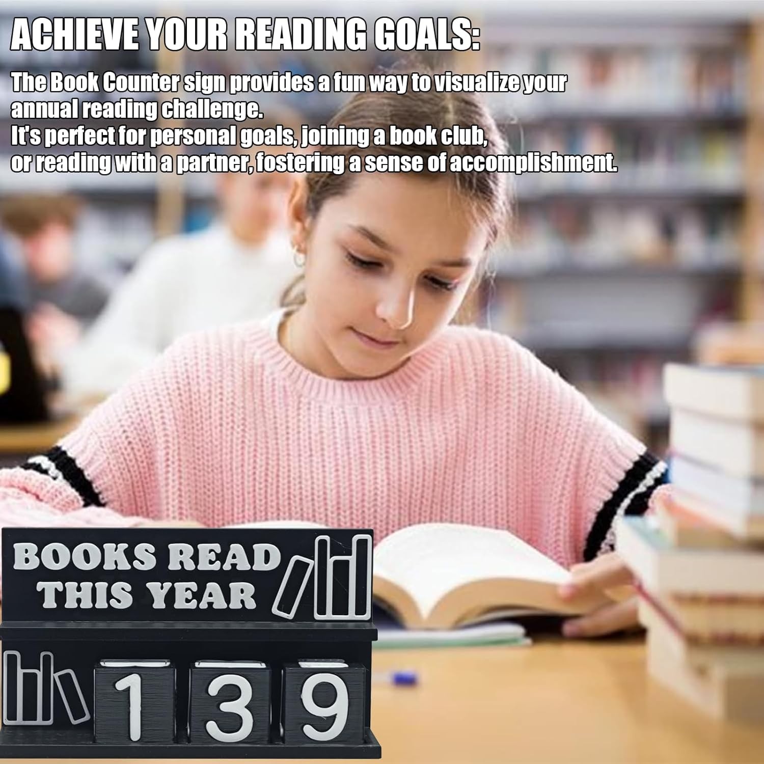 Books Read This Year Tracker, 3D Printed Book Counter for Reading Goal Display