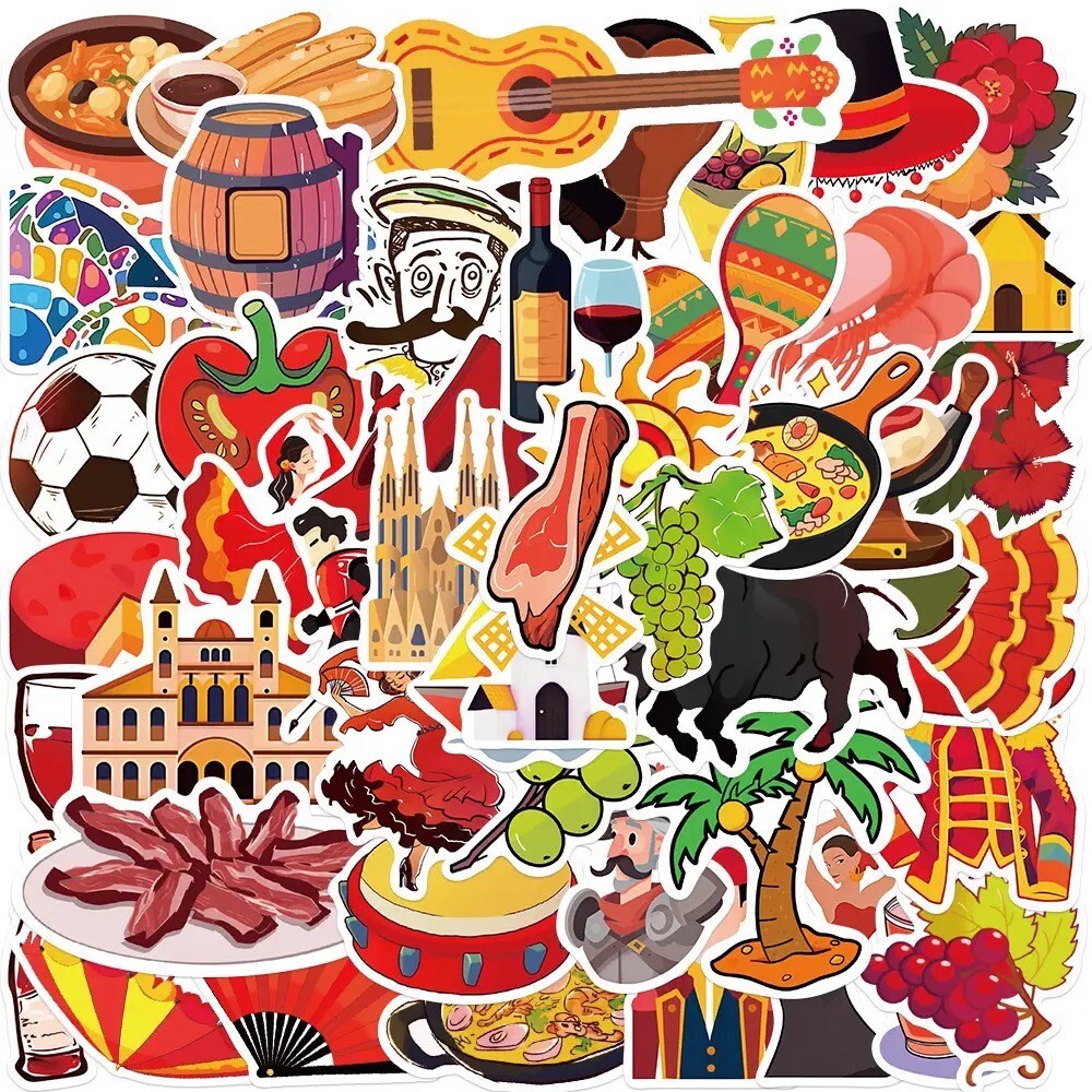 10 Random Spanish Cuisine & Culture Stickers Decals Laptop Hydro Free Shipping