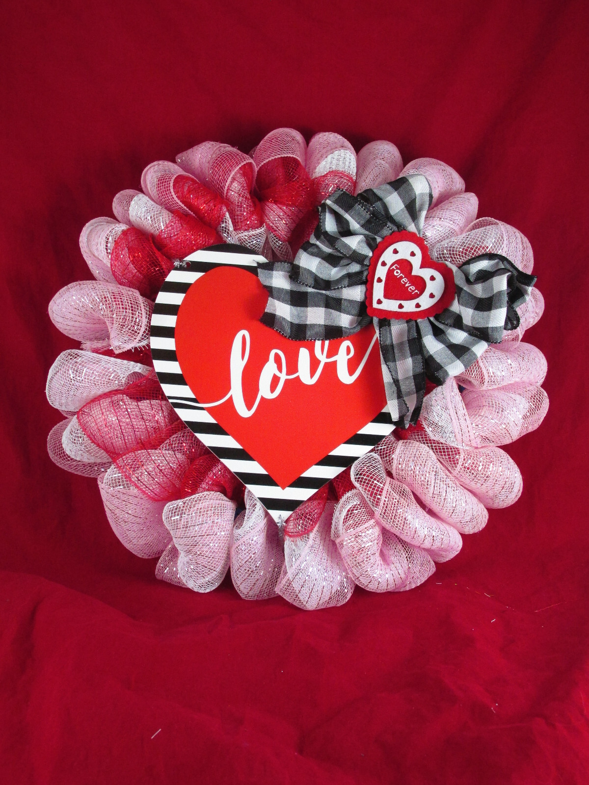 Red, White, and Pink Valentine Bubble Poof Wreath