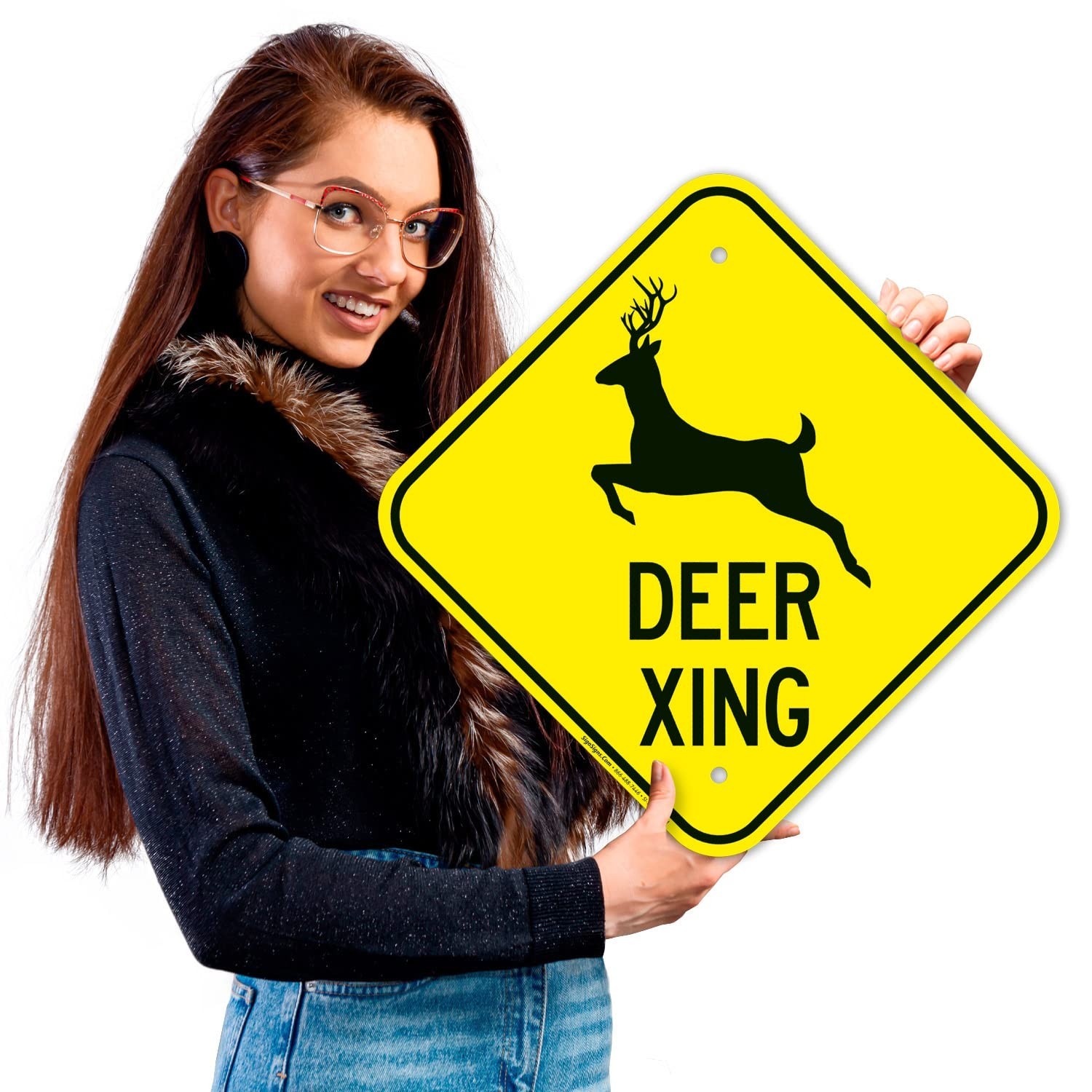 Deer Xing Sign 12&Prime;x12&Prime; Aluminum Crossing Warning – Rustproof & Fade-Resistant