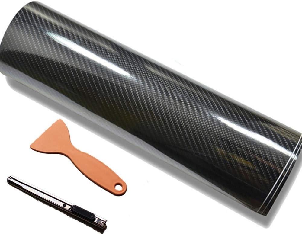 DIYAH 6D High Gloss Black Carbon Fiber Vinyl 12&Prime; x 60&Prime; / 1 FT x 5 FT Bubble F…