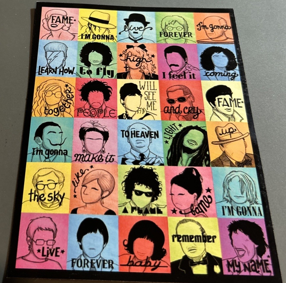 Large Magnet: FAME (song lyrics) Silhouettes of MJ, Lennon, Elvis, Brando, Etc.