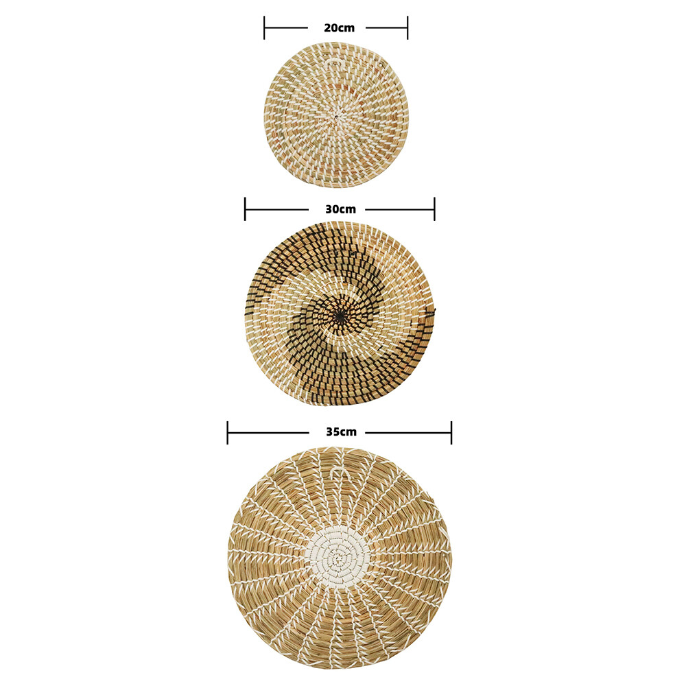 3pcs Set Boho Woven Wall Décor Seagrass Handmade Home Textile Decoration
