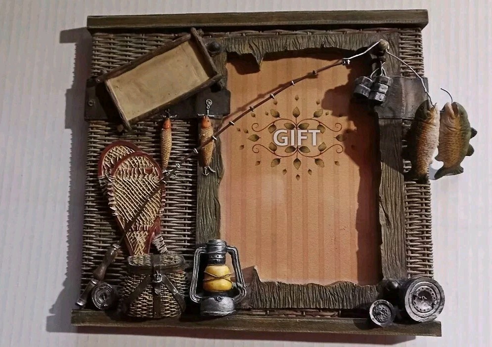 3D Picture Fishing Frame Fits 4X6 Overall Size 9.5X8.5 Fishing Gear Used