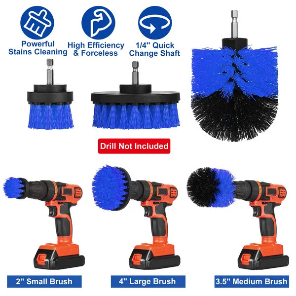 3Pcs/Set Drill Brush Power Scrubber Cleaning Brush For Car Carpet Wall Tile Tub