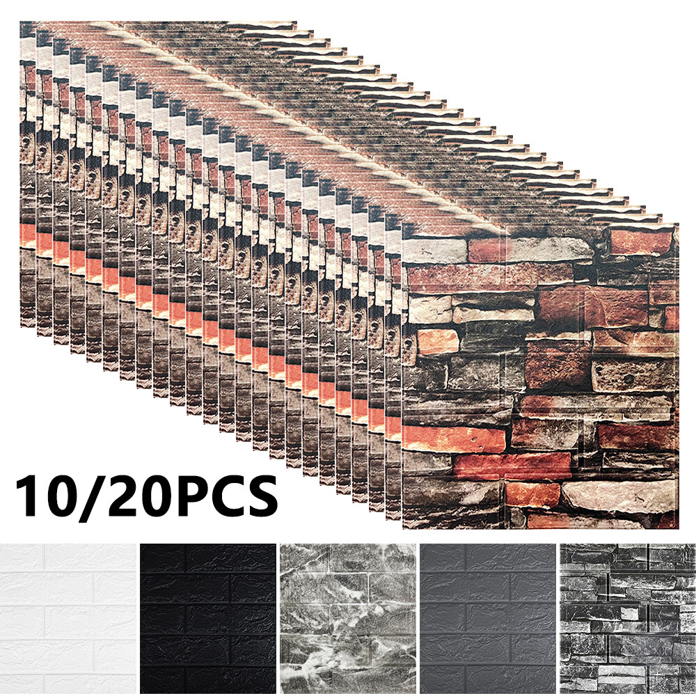 10/20 x 3D Tile Brick Wall Sticker Self-adhesive Foam Panel Wallpaper 13.8*15.2&Prime;
