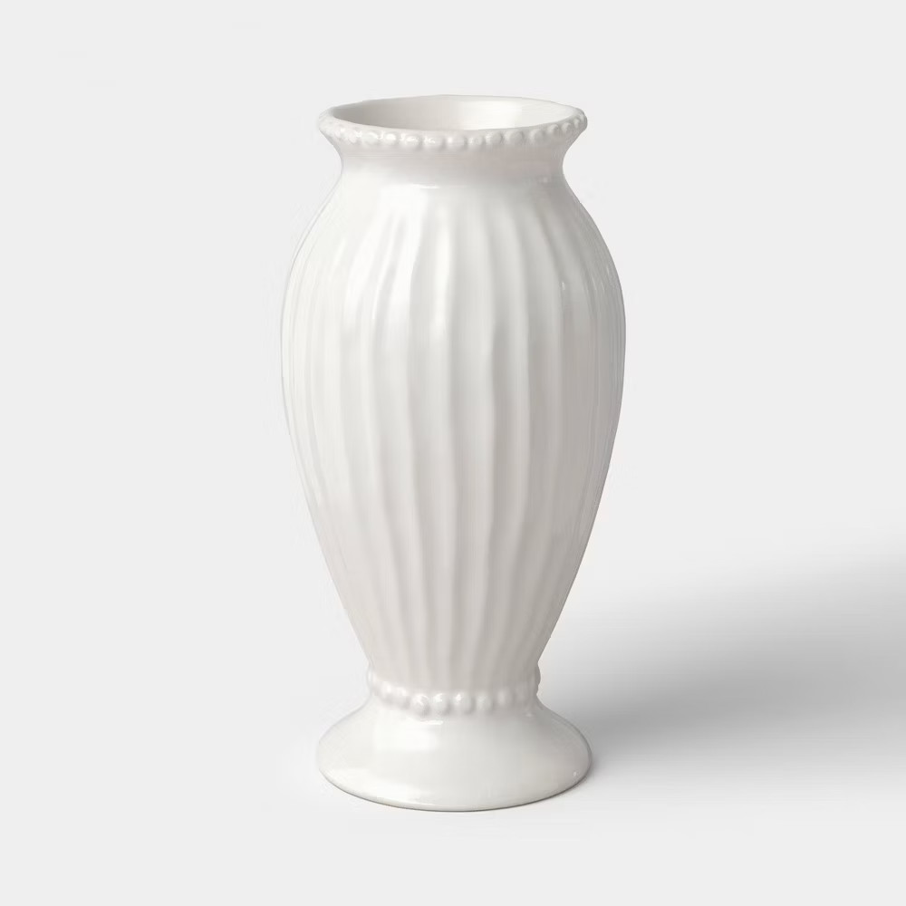 Tall Beaded Ceramic Vase Ivory – Threshold