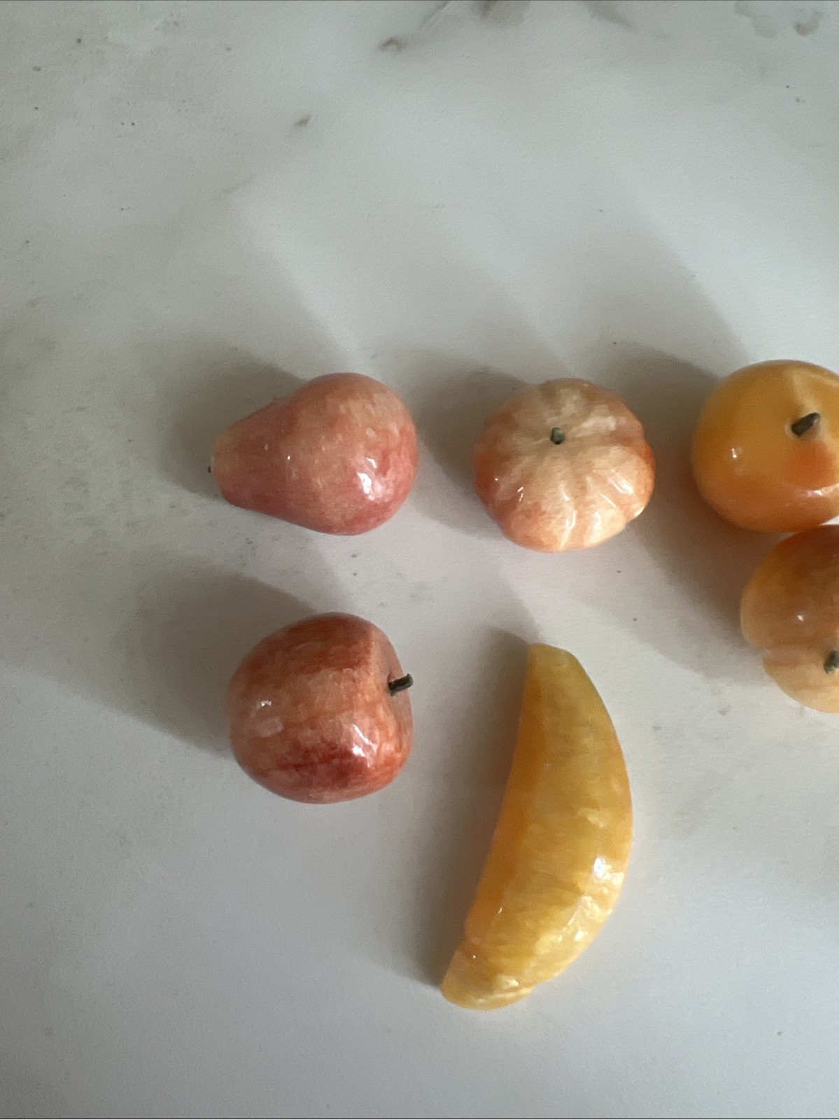 6 Carved Alabaster Stone Fruit Pieces Lot Heavy All Different Fruits