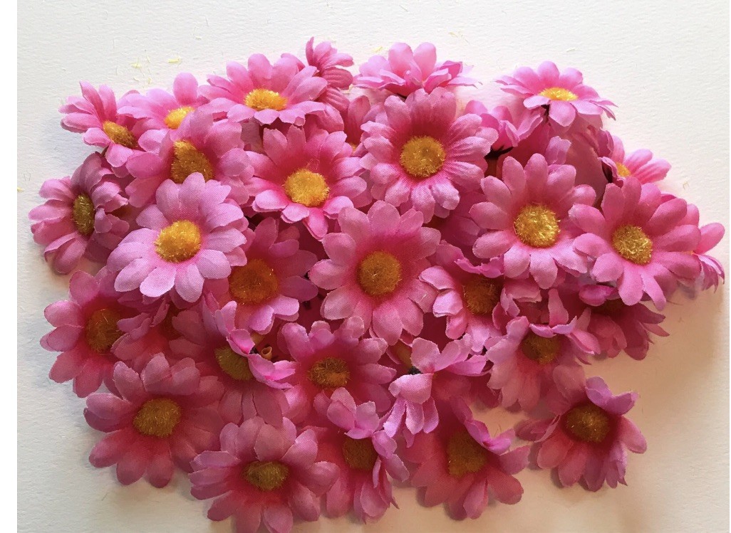 Artificial Silk Daisy Flower Head 1.25&Prime; Fake Sunflower DIY Craft Flower 100 pcs
