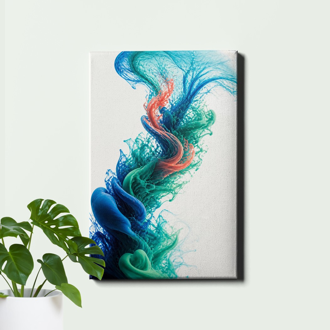 Ink in water helix Canvas Art diagonal abstract swirl