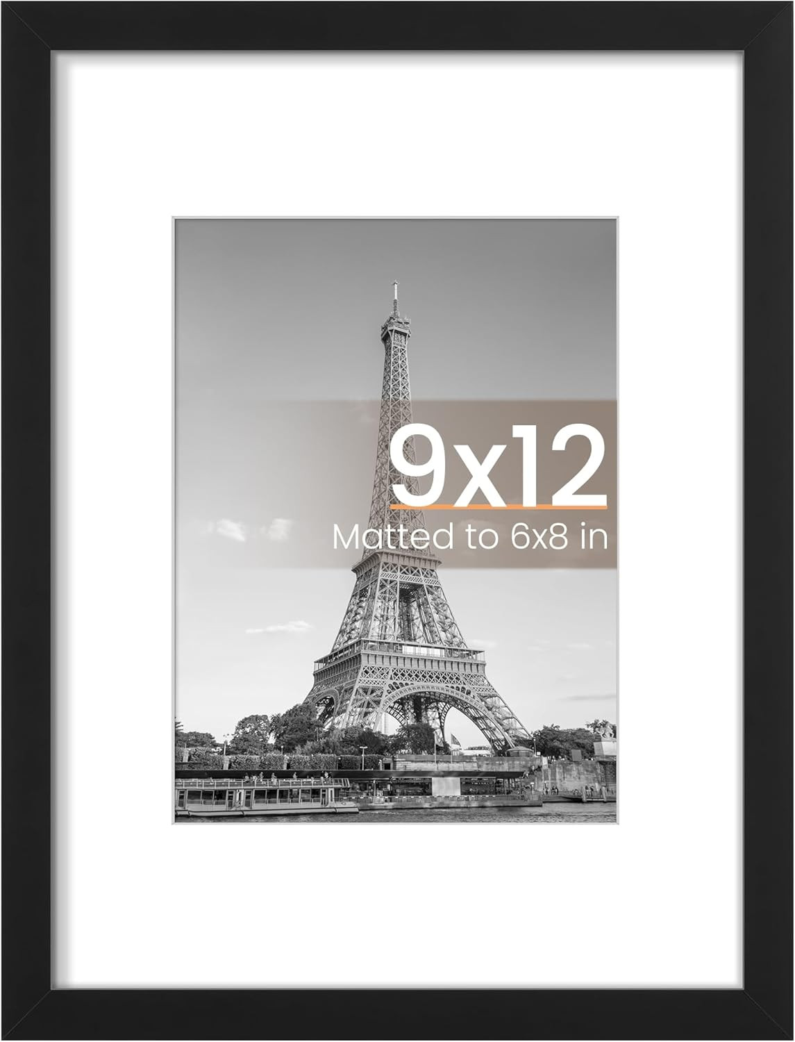9X12 Picture Frame, Display Pictures 6X8 with Mat or 9 X 12 Without, Wall Hangin