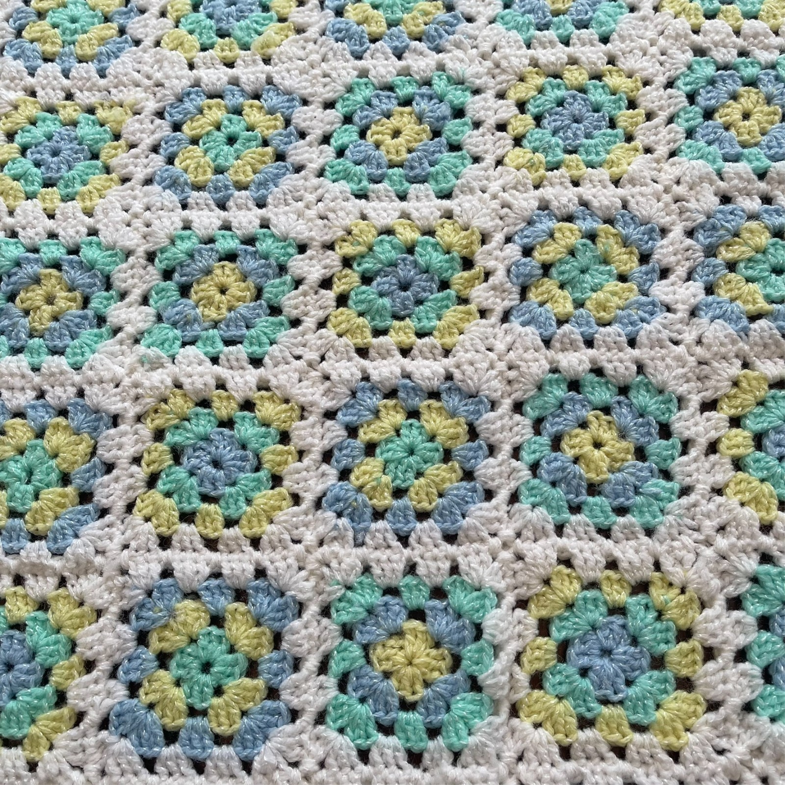 Handmade Multicolor Pastels Crochet Afghan Granny Square Baby Blanket 28×38