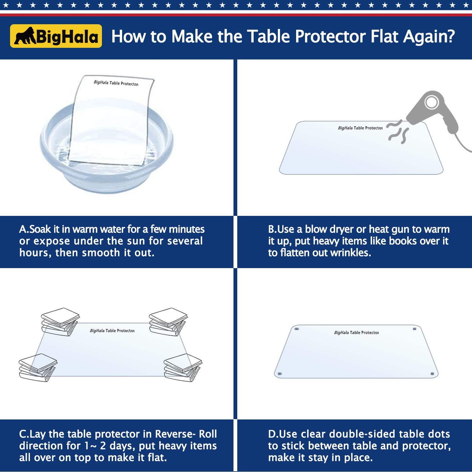 Bighala Clear Table Top Protector Plastic Wipeable Table Cloth Cover Pad Thick