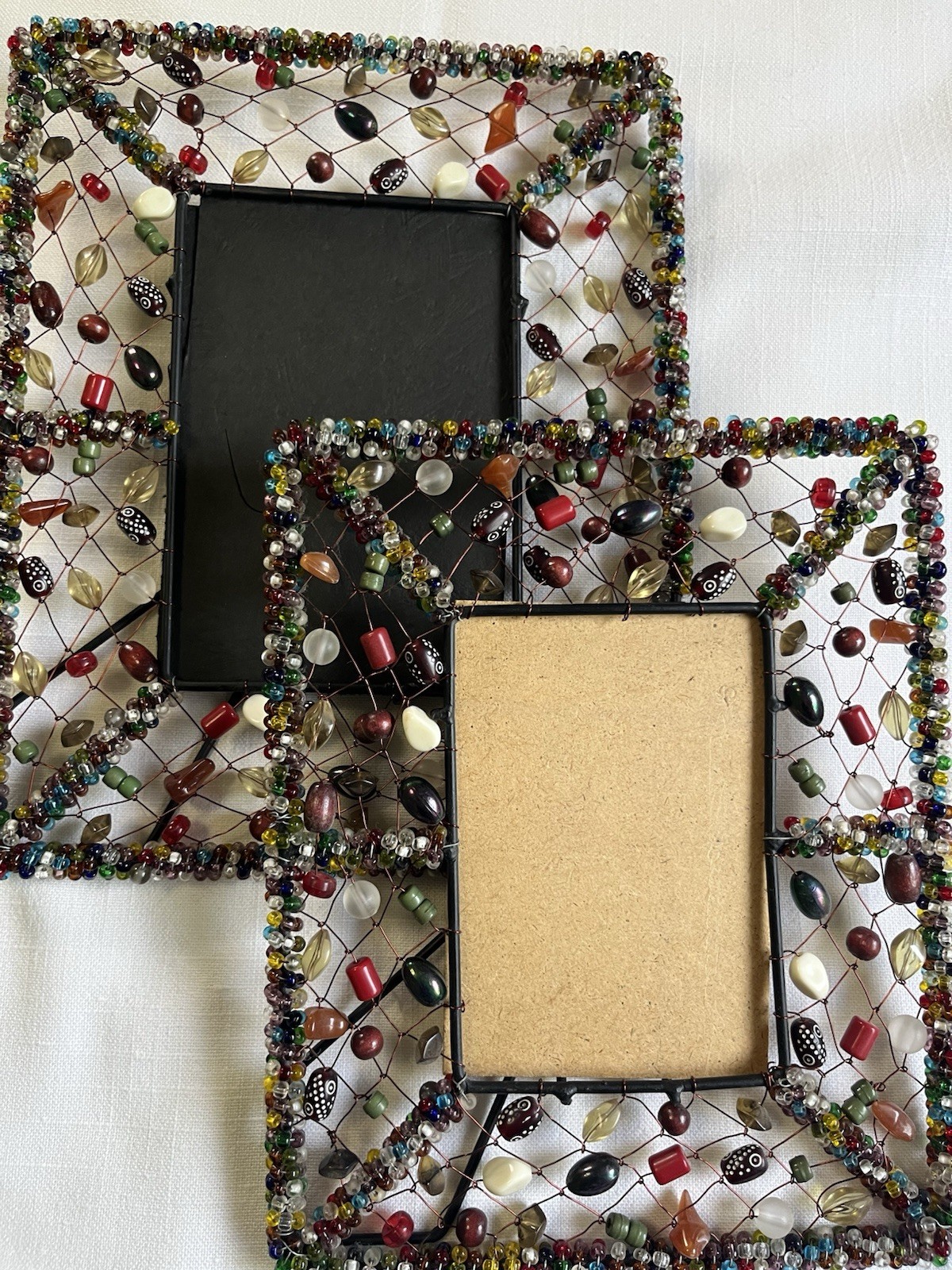 Beaded Photo Frame By Pier 1 Set Of 2 Frame4 x 6 & 5×3 Boho Hippy NO GLASS