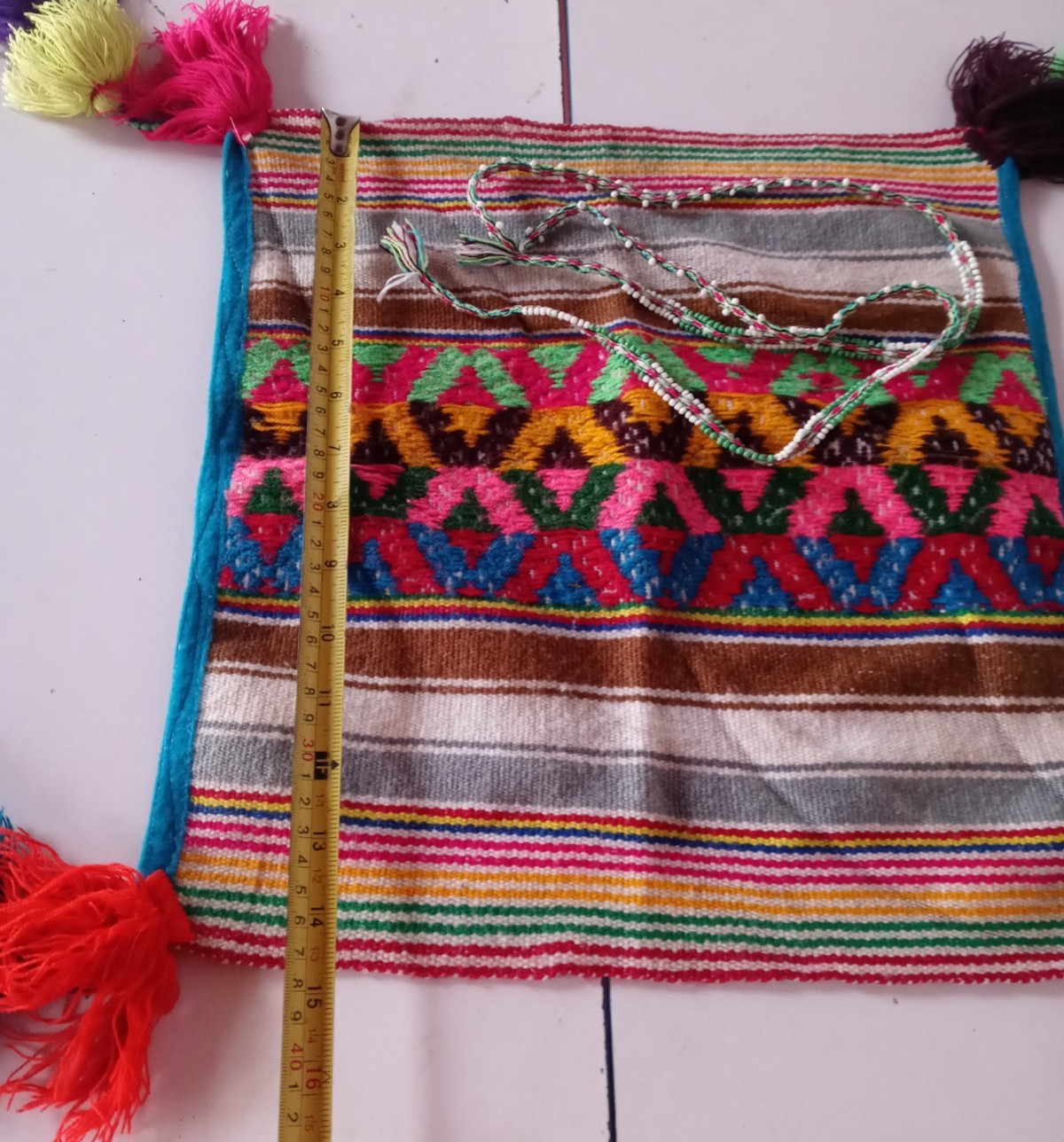 Aguayo Set Decorated Bow Multicolored Beads Pago Madre Tierra