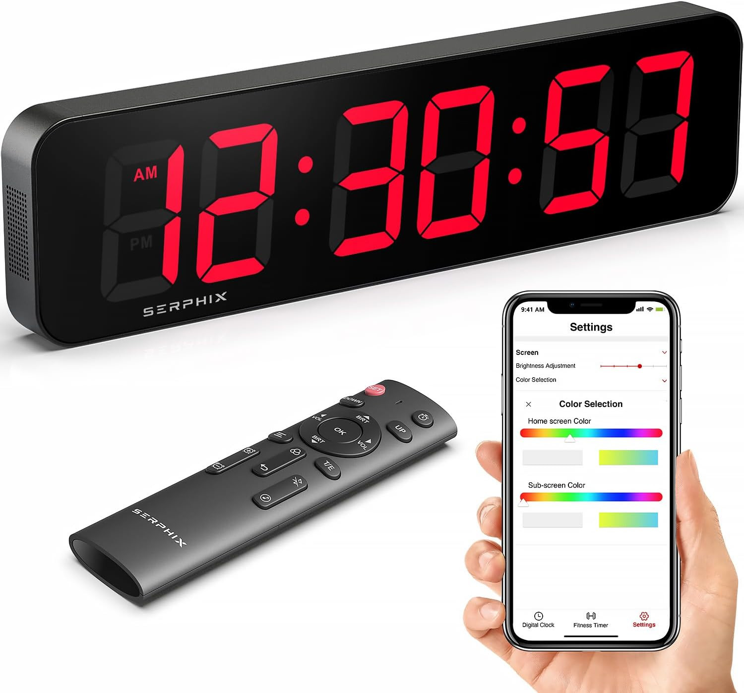 15.2&Prime; Large Digital Wall Clock with Seconds, App & Remote Control, Customizable